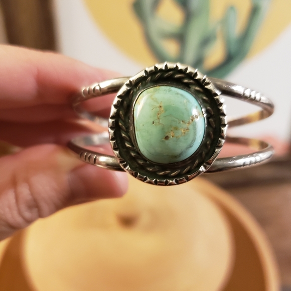 Vintage Sterling Silver Turquoise Cuff Bracelet